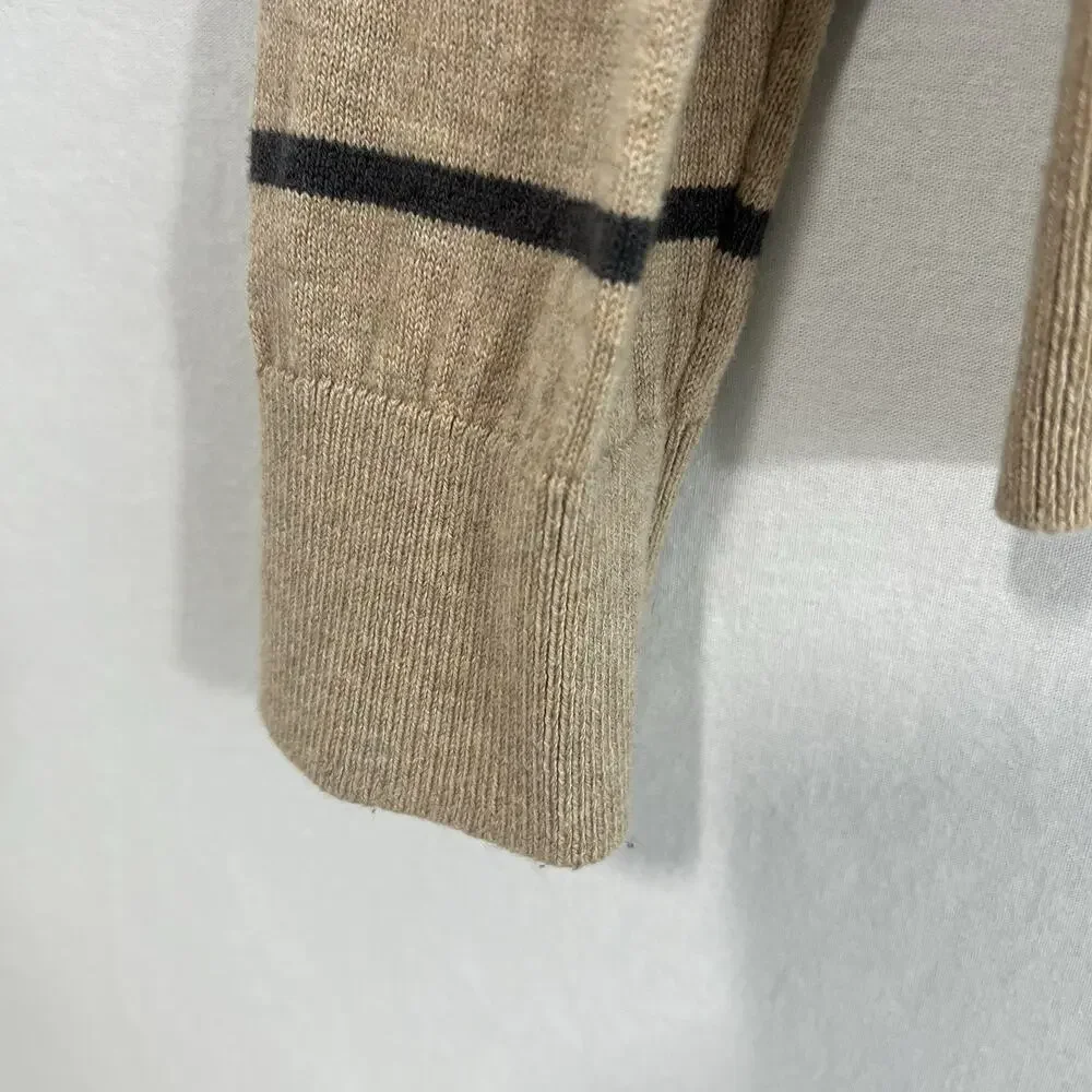Banana Republic Large Silk Cotton Cashmere Blend Sweater Crew Neck Striped Beige